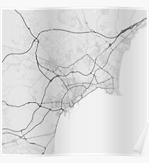 Alicante, Spain Map. (Black on white) Poster