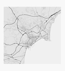Alicante, Spain Map. (Black on white) Photographic Print