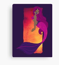 Mermaid Splash in Pink and Orange Canvas Print