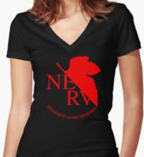 Nerv Logo, Neon Genesis Evangelion Women's Fitted V-Neck T-Shirt