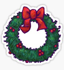 Pegatina Holly Wreath con lazo rojo