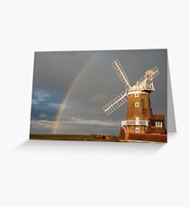 Cley Windmill and Rainbow 2010 Greeting Card