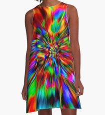 Rainbow Wormhole Tie-Dye Pattern A-Line Dress