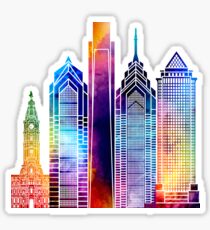 Philadelphia landmarks watercolor poster Sticker