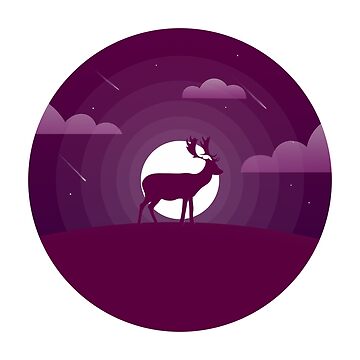 Artwork thumbnail, Deer roams the moonlit lawn and melting clouds by Butterfly-Dream
