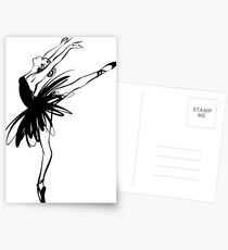 Ballerina im Tutu in der Leistungsposition. Postkarten