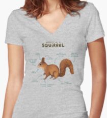 Anatomy of a Squirrel Women's Fitted V-Neck T-Shirt