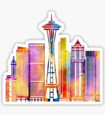 Seattle landmarks watercolor poster Sticker
