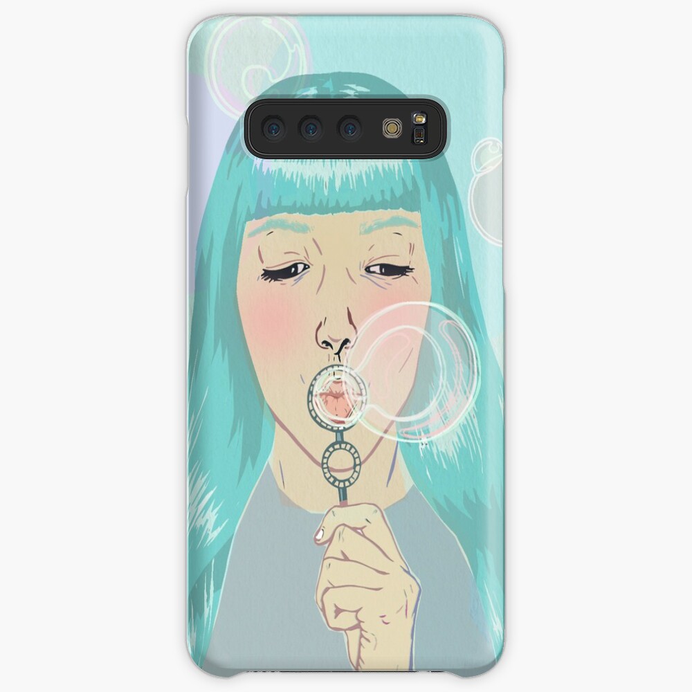 Blue Girl Blowing Bubbles Case & Skin for Samsung Galaxy