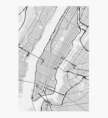 Manhattan, New York, USA Map. (Black on white) Photographic Print