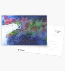 Watercolor Polar Bear with Aurora Borealis Postcards