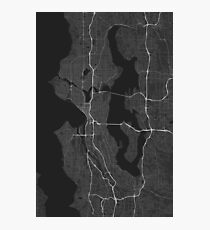 Seattle, USA Map. (White on black) Fotodruck