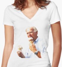 Joe Biden Eating Ice Cream Women's Fitted V-Neck T-Shirt
