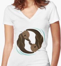 Otter Friends Women's Fitted V-Neck T-Shirt