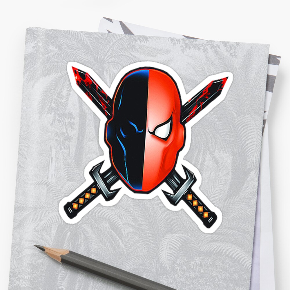 Deathstroke Mask Logo Sticker By Ivleague Redbubble 