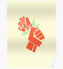 Sozialistische Faust, die eine Arbeitsrose hält Poster