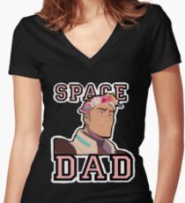 Space Dad Women's Fitted V-Neck T-Shirt