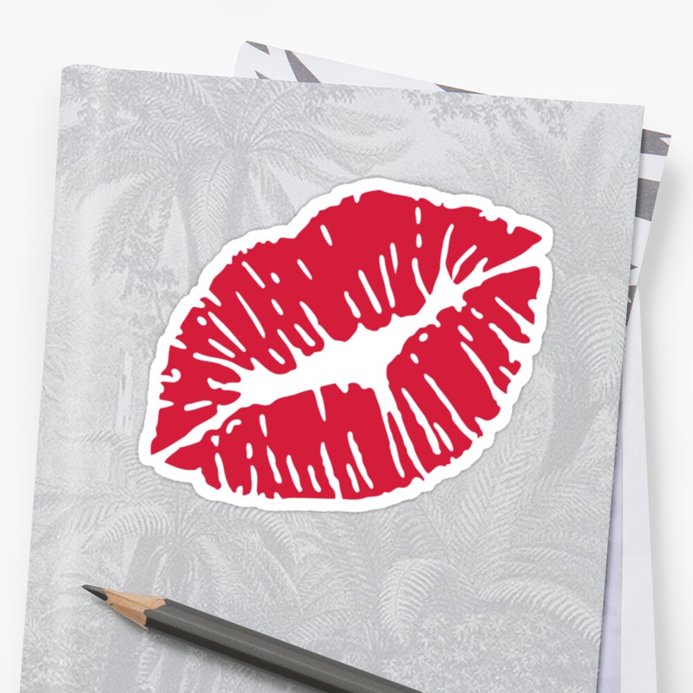 Kiss Red Lips Stickers By Designzz Redbubble 