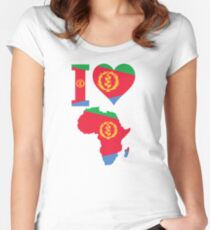 I love Eritrea flag Africa map t-shirt Women's Fitted Scoop T-Shirt