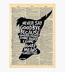 Peter Pan Vintage Dictionary Page Style -- Goodbye Photographic Print