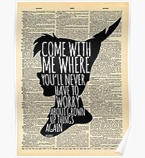 Peter Pan Vintage Dictionary Page Style -- Grown Up Things Poster