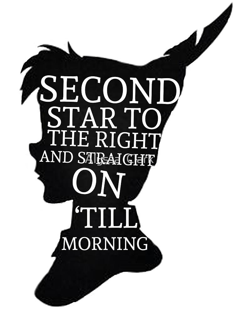 peter pan quote silhouette second star by alyssa clark redbubble