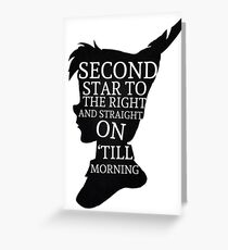 Peter Pan Quote Silhouette -- Second Star Greeting Card