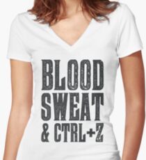 Blood, Sweat & Ctrl + Z Women's Fitted V-Neck T-Shirt