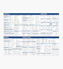 Math Formula Sheet - Blue Photographic Print