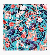 Pinup and Floral Pattern Photographic Print