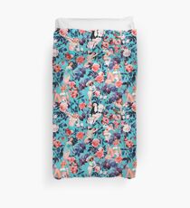 Pinup and Floral Pattern Duvet Cover