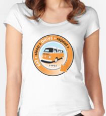 Eat Sleep Drive Repeat orange blue fan Women's Fitted Scoop T-Shirt