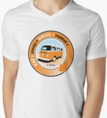 Eat Sleep Drive Repeat orange blue fan Men's V-Neck T-Shirt