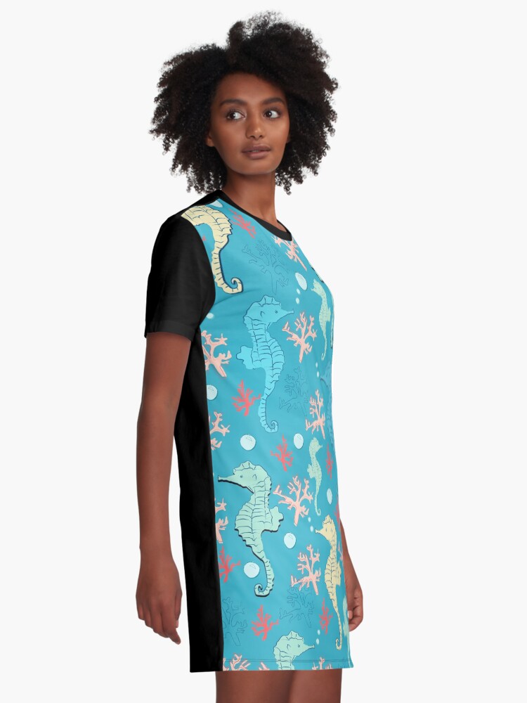 Alternate view of Sea of Seahorses (Bold) Graphic T-Shirt Dress