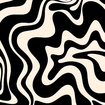 Artwork thumbnail, Retro Liquid Swirl Abstract Pattern in Black and Almond Cream by kierkegaard