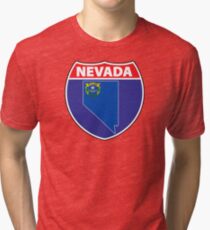 Nevada flag USA hghway seal sign Tri-blend T-Shirt