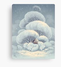 Arctic Fox Huddle Canvas Print