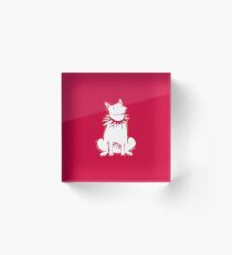 white dog red contour cartoon style illustration Acrylic Block