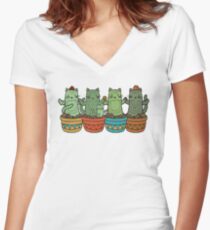 Catcus Garden Fitted V-Neck T-Shirt
