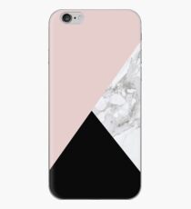 Marble, Pink and Black Triangles iPhone Case