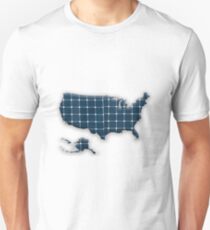Map of the USA with photovoltaic solar panels. Unisex T-Shirt