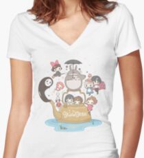studio ghibli Women's Fitted V-Neck T-Shirt