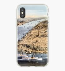 Vinilo o funda para iPhone Nueva York Vintage Vista aérea restaurada 1856