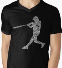 Baseball Softball Player Calligram Men's V-Neck T-Shirt