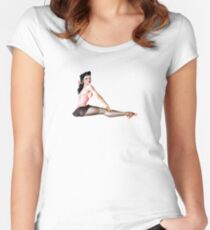 Gil Elvgren Pinup Ballerina Fitted Scoop T-Shirt