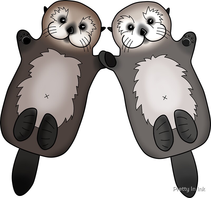 plush otters holding hands