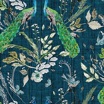 Artwork thumbnail, Peacock Chinoiserie (teal)  by nouveaubohemian
