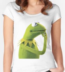 Kermit Contemplating, an aesthetic Women's Fitted Scoop T-Shirt