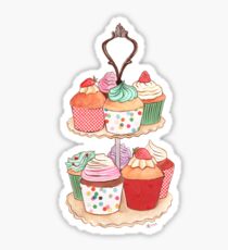 Pegatina Cupcakes de té alto en azul