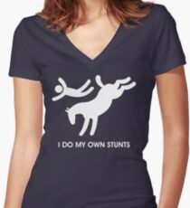 EQUESTRIAN STUNTS Women's Fitted V-Neck T-Shirt